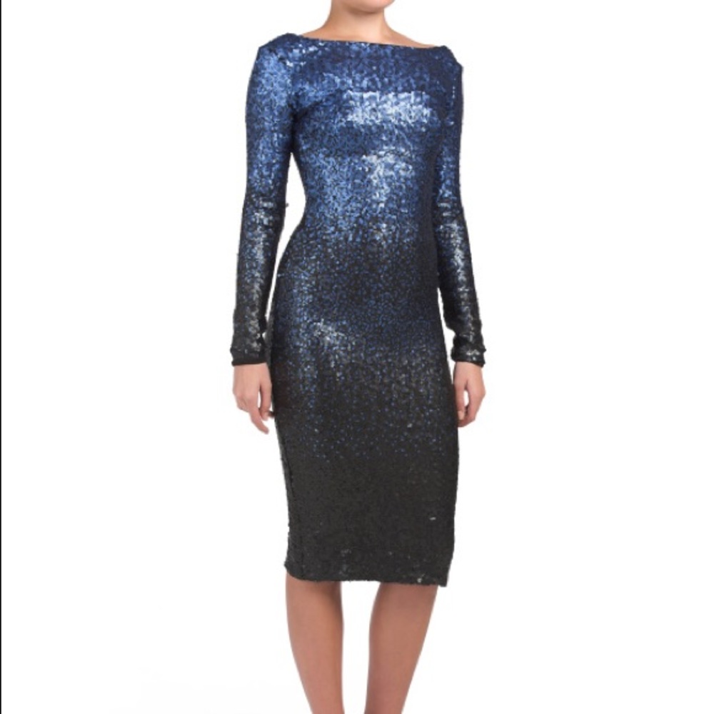 Dress the population emery ombré sequin dress S